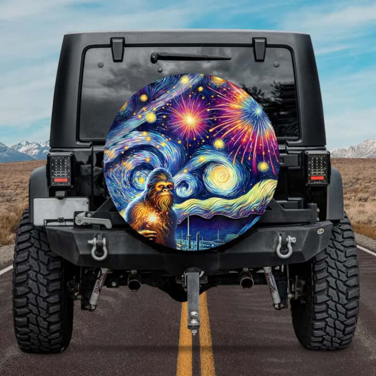 The Starry Sasquatch Spare Tire Cover