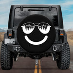 Sunglasses in the Mountains Smiley Face Spare Tire Cover - Jeep, Bronco, RV, Camper & More