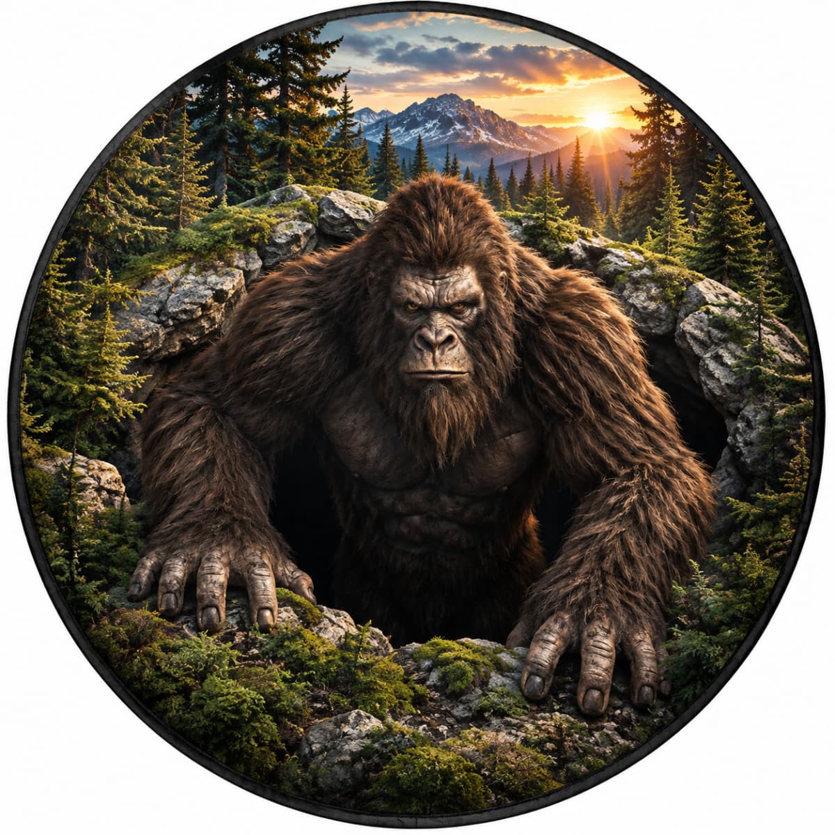 3D Sasquatch Cave Burst Spare Tire Cover - Jeep, Bronco, RV, Camper & More