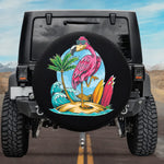 Flamingo on a Beach Funny Spare Tire Cover - Jeep, Bronco, RV, Camper & More