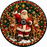 Christmas Wreath Santa Claus Dual Reindeer Spare Tire Cover - Jeep, Bronco, RV, Camper & More