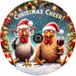 Holiday Farmhouse Lazy Wine Drinking Chicken Spare Tire Cover - Jeep, Bronco, RV, Camper & More