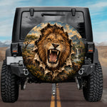 3D Roaring Lion Wilderness Burst Spare Tire Cover - Jeep, Bronco, RV, Camper & More