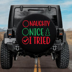 Naughty, Nice, I Tried Checklist - Christmas Spare Tire Cover Designs