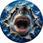 3D Great White Shark Ocean Burst Spare Tire Cover - Jeep, Bronco, RV, Camper & More