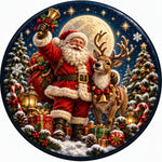 Christmas Santa Claus Reindeer Moon Spare Tire Cover - Jeep, Bronco, RV, Camper & More