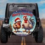 Holiday Country Farmhouse Blue Snow Wine Drinking Chicken Spare Tire Cover - Jeep, Bronco, RV, Camper & More