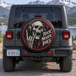 Rock Never Dies Skeleton Headphones Spare Tire Cover - Jeep, Bronco, RV, Camper & More