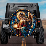 Stained Glass Angel Lantern Spare Tire Cover- Jeep, Bronco, RV, Camper & More
