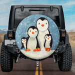 Penguin Family Cute Spare Tire Cover Design for Jeeps, Broncos, RVs, Campers and More