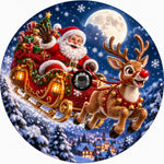 3D Flying Santa Sleigh Christmas Spare Tire Cover - Jeep, Bronco, RV, Camper & More