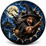 Spooky Wicked Witch Broomstick Halloween Spare Tire Cover - Jeep, Bronco, RV, Camper & More