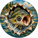 3D Largemouth Bass Fishing Burst Spare Tire Cover - Jeep, Bronco, RV, Camper & More