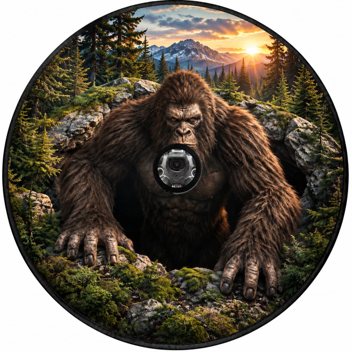 3D Sasquatch Cave Burst Spare Tire Cover - Jeep, Bronco, RV, Camper & More