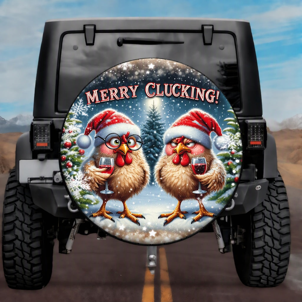 Funny Christmas Chicken Spare Tire Cover - Jeep, Bronco, RV, Camper & More