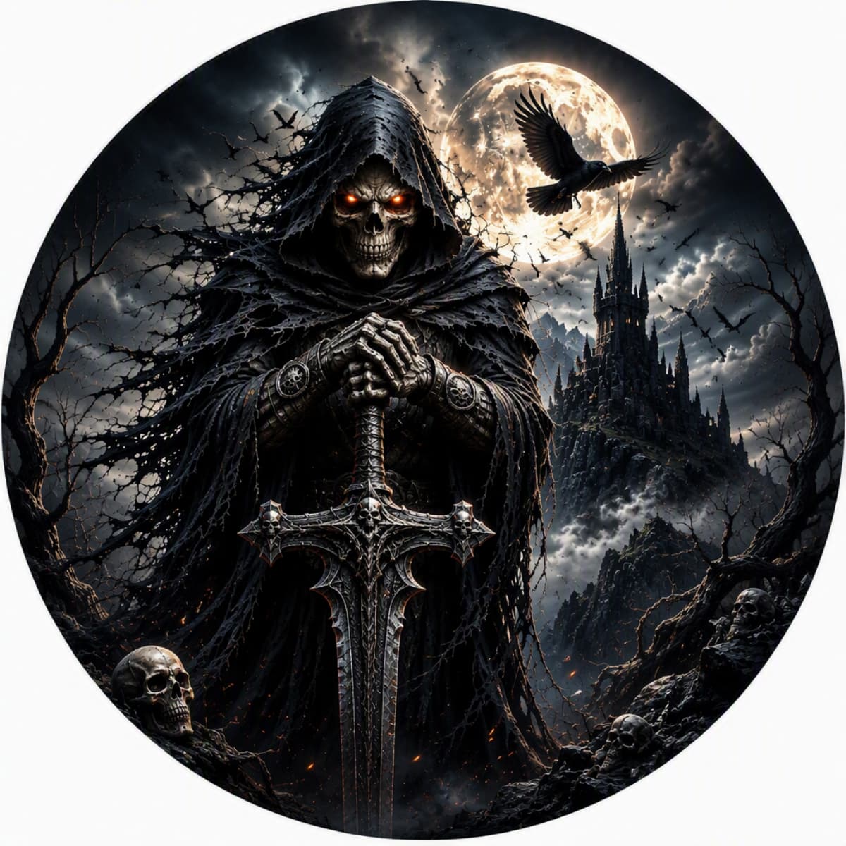 Dark Reaper Greatsword Gothic Spare Tire Cover - Jeep, Bronco, RV, Camper & More