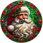 Stained Glass Santa Claus Christmas Spare Tire Cover - Jeep, Bronco, RV, Camper & More