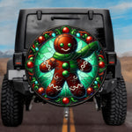 Stained Glass Gingerbread Man Spare Tire Cover - Jeep, Bronco, RV, Camper & More