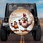 Holiday Country Farmhouse Rustic Sand Wine Drinking Chicken Spare Tire Cover - Jeep, Bronco, RV, Camper & More