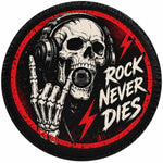 Rock Never Dies Skeleton Headphones Spare Tire Cover - Jeep, Bronco, RV, Camper & More