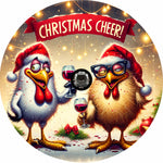 Holiday Country Farmhouse Silly Wine Drinking Chicken Spare Tire Cover - Jeep, Bronco, RV, Camper & More