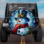 Stained Glass Snowman Spare Tire Cover - Jeep, Bronco, RV, Camper & More