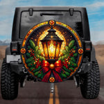 Stained Glass Festive Lantern Spare Tire Cover - Jeep, Bronco, RV, Camper & More