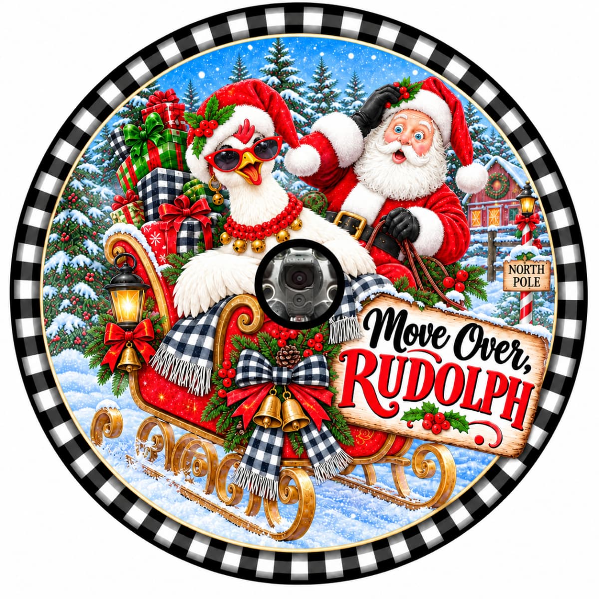 Funny Christmas Chicken Spare Tire Cover - Jeep, Bronco, RV, Camper & More