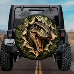 3D Velociraptor Dinosaur Jungle Burst Spare Tire Cover - Jeep, Bronco, RV, Camper & More