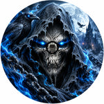 Gothic Blue Flame Grim Reaper Raven Moon Spare Tire Cover