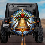 Stained Glass Christmas Bell Spare Tire Cover - Jeep, Bronco, RV, Camper & More