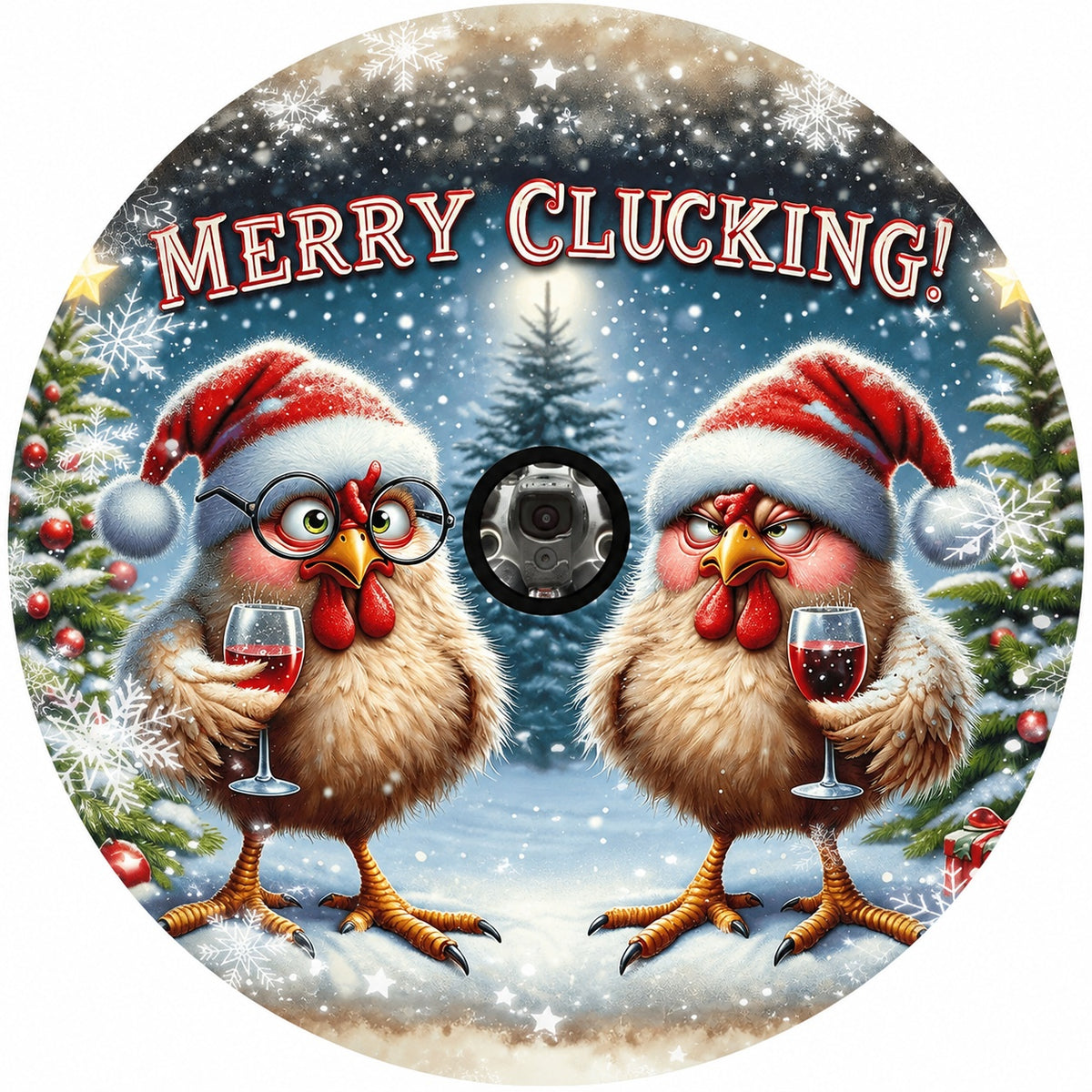 Funny Christmas Chicken Spare Tire Cover - Jeep, Bronco, RV, Camper & More