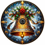 Stained Glass Christmas Bell Spare Tire Cover - Jeep, Bronco, RV, Camper & More