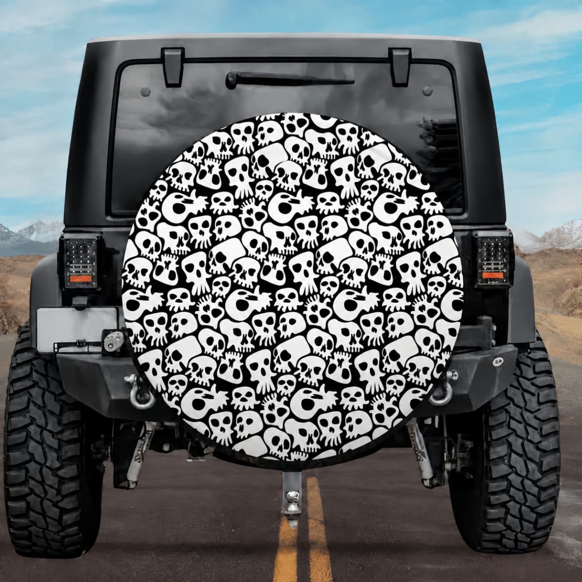 Pattern of Skulls Spare Tire Cover - Jeep, Bronco, RV, Camper & More