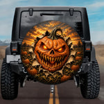 Evil Jack Lantern Monster Halloween Spare Tire Cover - Jeep, Bronco, RV, Camper & More