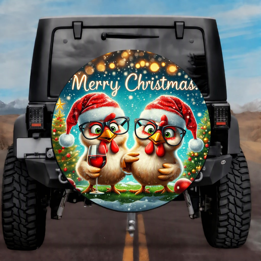 Holiday Country Farmhouse Cute Glasses Chicks Spare Tire Cover - Jeep, Bronco, RV, Camper & More