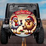Holiday Country Farmhouse Silly Wine Drinking Chicken Spare Tire Cover - Jeep, Bronco, RV, Camper & More