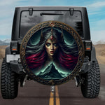 Gothic Valkyrie Sigrdrifa Norse Runes Mountain Shield Spare Tire Cover