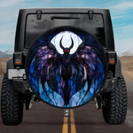 Gothic Cryptid Mothman Red Glowing Eyes Stained Glass Spare Tire Cover