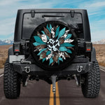 Teal Turquoise Sunflower Cowprint Spare Tire Cover for Jeep Wrangler Bronco