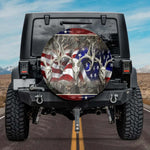 The Triple Threat Patriotic American Flag Camo Deer Skull Spare Tire Cover