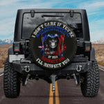 Respect Me I'll Respect You Skull American Flag Spare Tire Cover for Jeep Bronco