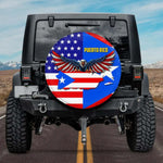 Patriotic Puerto Rican Pride Dual Flag Map SUV Tire Cover Accessories