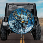 Gothic Wendigo Antler Skull Ice Blue Stained Glass Spare Tire Cover