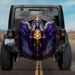 Tactical Celestial Metatron Archangel Metatron's Cube Purple Wings Spare Tire Cover